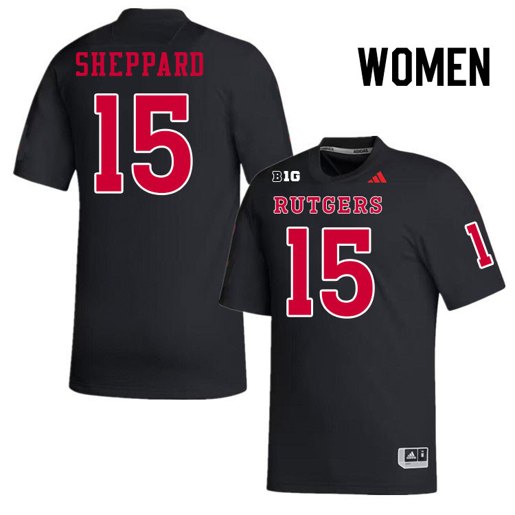 Women #15 Ajani Sheppard Rutgers Scarlet Knights 2024 College Football Jerseys Stitched-Black